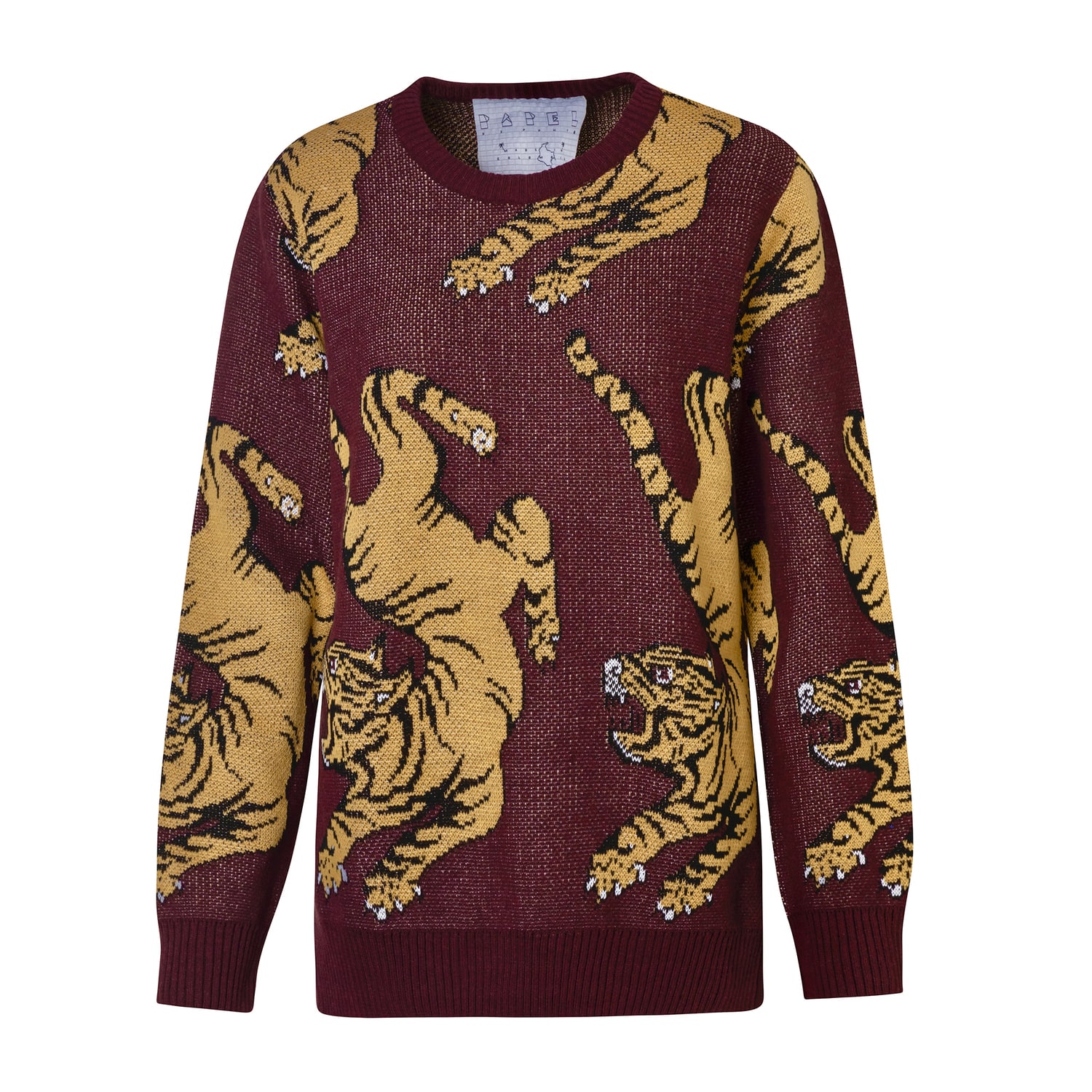 burgundy tiger sweater – p a p e l ( de punt☻ )®